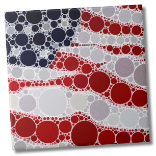 USA Patriotic Red White Blue American Flag Ceramic Tile