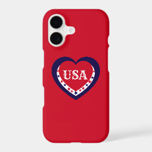 USA Patriotic Red White Blue Heart Festive July 4