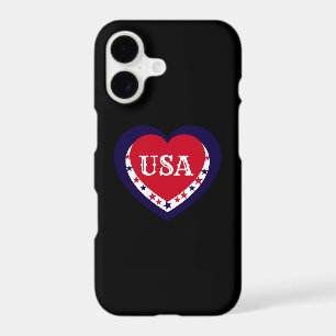 USA Patriotic Red White Blue Heart Festive July 4