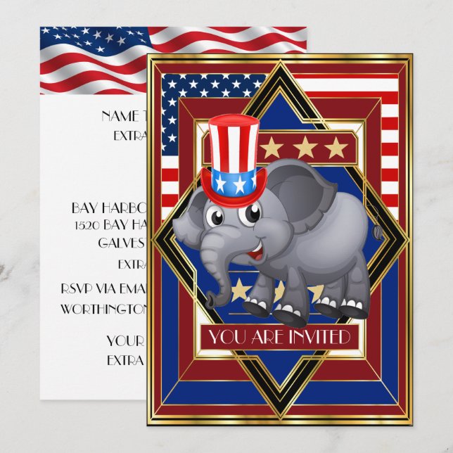USA Patriotic Republican Invitation (Front/Back)