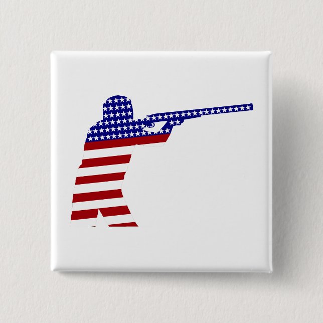 USA Patriotic Rifle Shooting 15 Cm Square Badge (Front)