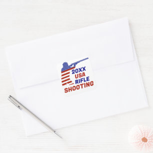 USA Patriotic Rifle Shooting Square Sticker