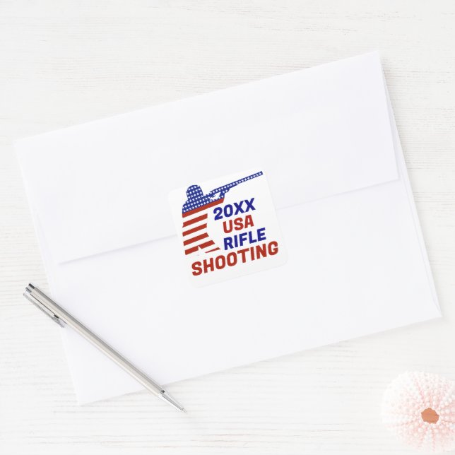 USA Patriotic Rifle Shooting Square Sticker (Envelope)