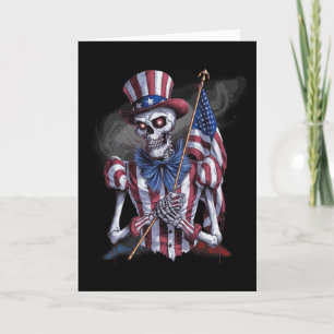 Usa Patriotic Scary Skeleton Halloween 4th Of July Card