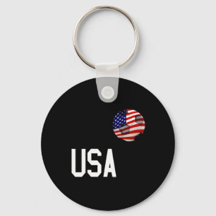 Usa Patriotic Soccer Ball Graphic Red White And Bl Key Ring