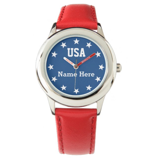 USA Patriotic ~ Star Numeral Markers Watch (Front)