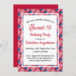 USA Patriotic SWEET 16 Birthday Personalised Invitation