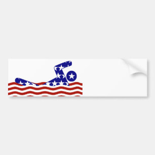 USA Patriotic Swimming Sports Bumper Sticker