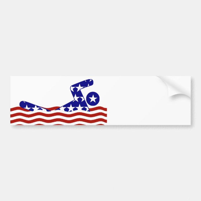 USA Patriotic Swimming Sports Bumper Sticker (Front)