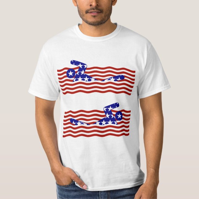 USA Patriotic Swimming Sports T-Shirt (Front)