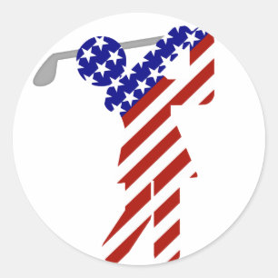 USA Patriotic WOMEN'S GOLF Classic Round Sticker