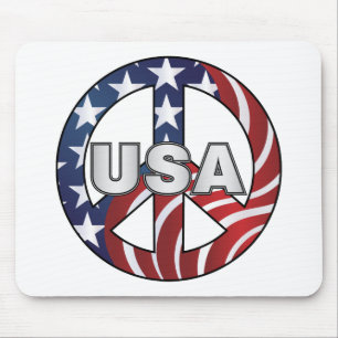 USA Peace Sign Mouse Pad