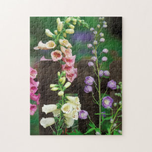 USA, Pennsylvania. Foxglove and delphinium Jigsaw Puzzle