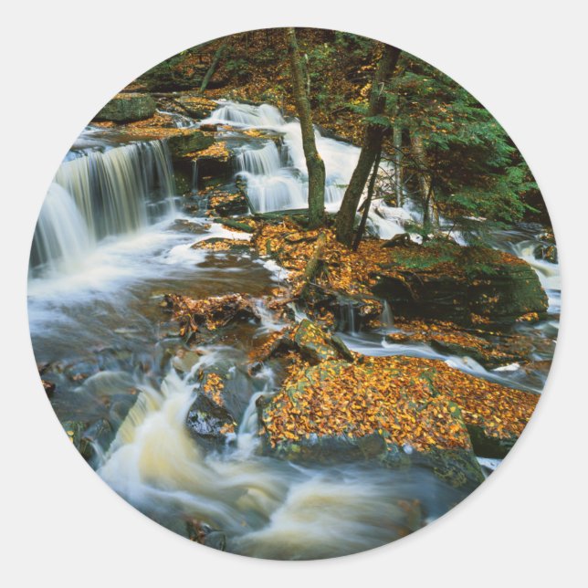 USA, Pennsylvania, Ricketts Glen State Park Classic Round Sticker (Front)