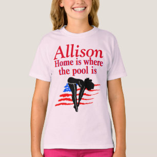 USA PERSONALIZED DIVER GIRL T SHIRT