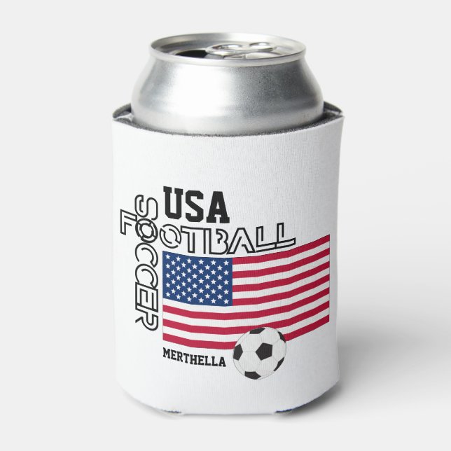 USA Personalized Soccer Football Can Cooler (Can Front)