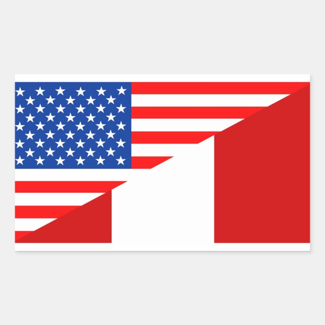 usa peru country half flag america symbol rectangular sticker (Front)