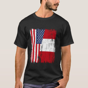 USA Peru Half Flag American Peruvian Heritage Jers T-Shirt