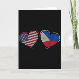 Usa Philippines Flag Heart Valentines Day Filipino Card