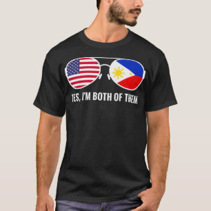 USA Philippines Flag Sunglasses Filipino Americans T-Shirt
