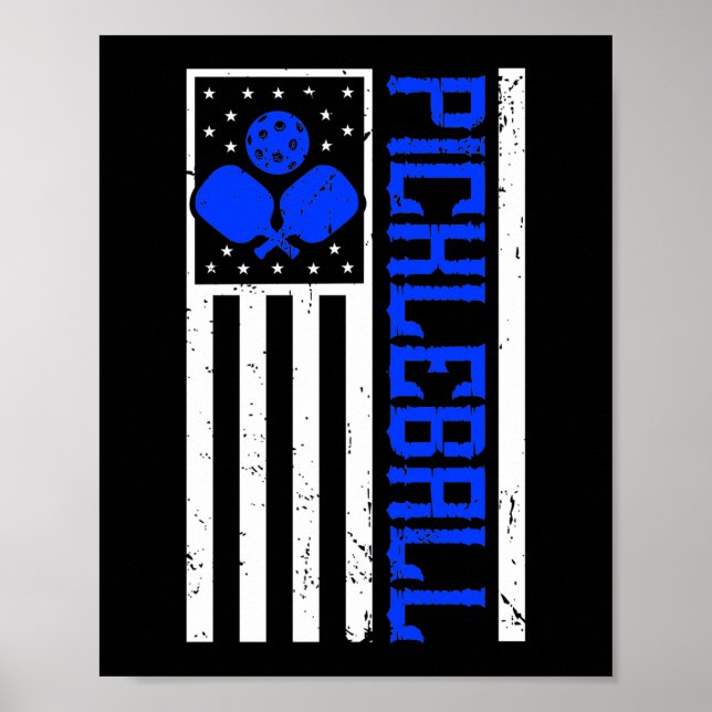 USA Pickleball American Flag Poster (Front)