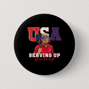 Usa Pickleball Champ Patriotic Trump & Pickleb 6 Cm Round Badge