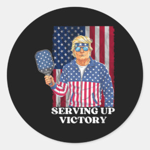 Usa Pickleball Champ Patriotic Trump Political &am Classic Round Sticker