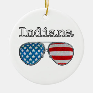 USA PILOT GLASSES INDIANA CERAMIC ORNAMENT