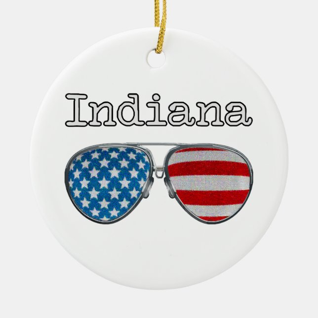 USA PILOT GLASSES INDIANA  CERAMIC ORNAMENT (Front)