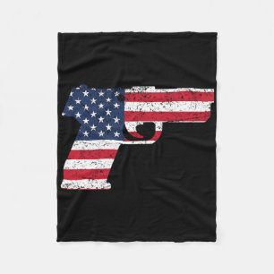 Usa Pistol American Gun Flag 4th Of July Fleece Blanket