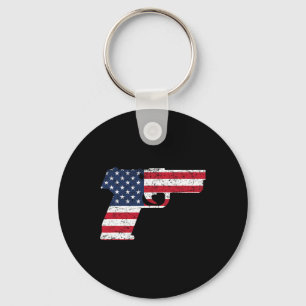 Usa Pistol American Gun Flag 4th Of July Key Ring