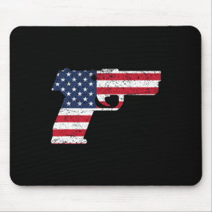 Usa Pistol American Gun Flag 4th Of July Mouse Pad