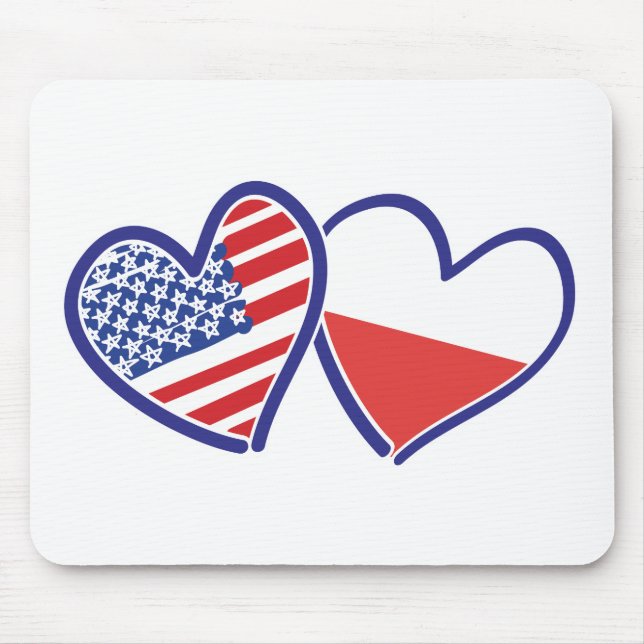 USA-POLISH-FLAG-HEARTS MOUSE PAD (Front)