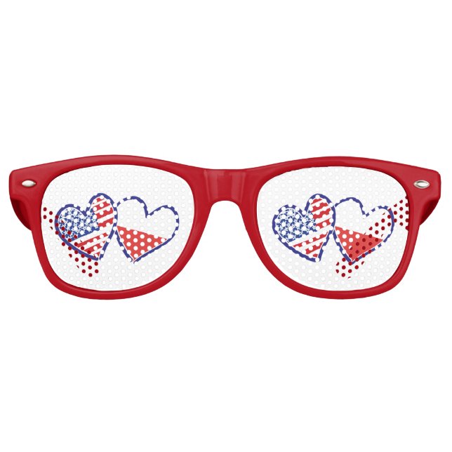 USA-POLISH-FLAG-HEARTS RETRO SUNGLASSES (Front)