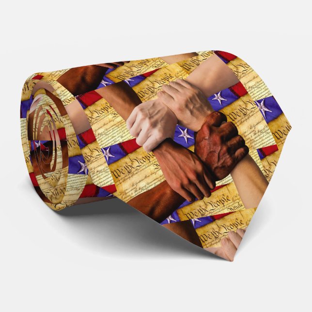 USA Politics Hands United Constitution Necktie (Rolled)