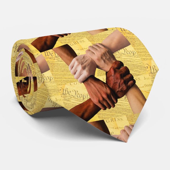 USA Politics Hands United Constitution Necktie (Rolled)