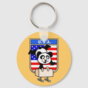 USA Pommel Horse Panda Key Ring