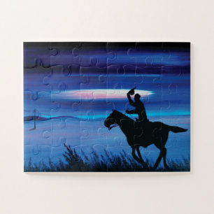 USA Pony Express 🐎 Cowboy Rider Painting Jigsaw Puzzle