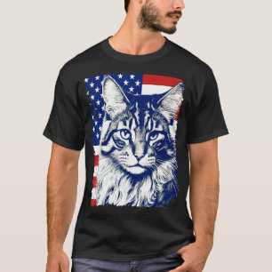 USA Pop Art Maine Coon Cat United States of Americ T-Shirt