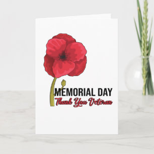 USA Poppy Poppy Memorial Day Veterans Day Pride Card