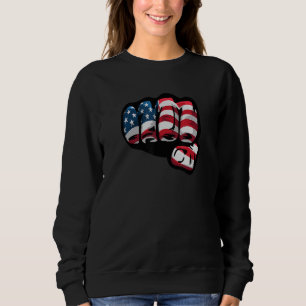 USA Power Patriotic American Flag Fist Punch Pride Sweatshirt
