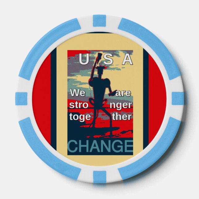 USA President Hillary Baby Blue Striped Edge Poker Chips (Front)