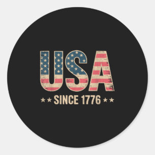 Usa Pride 4th Of July Vintage Since 1776 American  Classic Round Sticker