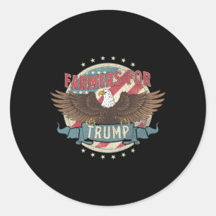 Usa Pride Patriot Farmers For Trump Classic Round Sticker
