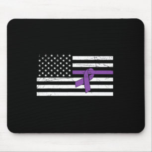 USA Pride Purple Ribbon Gift Pancreatic Cancer Awa Mouse Pad