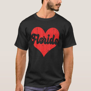USA Proud America State Flag Heart Love Florida T-Shirt