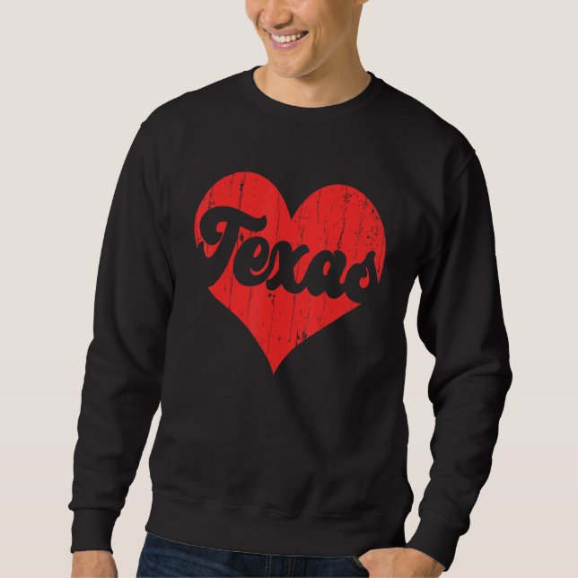 USA Proud America State Flag Heart Love Texas Sweatshirt (Front)