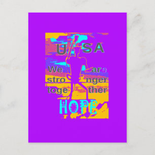 USA Psychedelic Hope: Neon Unity Art Postcard