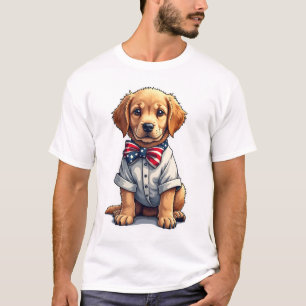USA Puppy Patriot Golden Retriever Vintage Tee 2