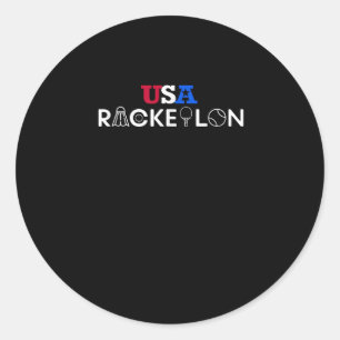 Usa Racketlon - Table Tennis Badminton Squash Tenn Classic Round Sticker